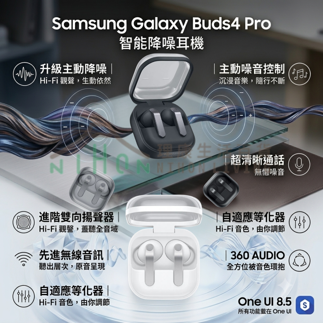Samsung - Galaxy Buds4 Pro 智能降噪耳機(白色/黑色)(香港行貨)
